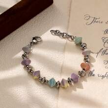 1pc Fashionable Stainless Steel & Ceramic Bracelet, Versatile Niche Design Gold-Plated Titanium Steel Jewelry For Women - Bracelet - View 7