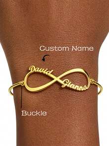 Personalized Stainless Steel Gold Infinity Symbol Name Bracelet, Infinity Name Bracelet, Custom Jewelry Gift, Creative Unique Gift, Holiday Gift, Birthday Gift, Perfect Gift - Unlimited Name Styles - View 3