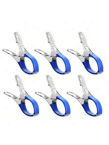 6 Pieces Durable Stainless Steel Pool Cover Clips With Blue Plastic Handles - Heavy Duty Windproof Spring Clips For Secure Above - 6 Stainless Steel Clothes Clips - View 5