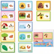 12张大卡片+12张小卡片，可重复使用的果冻贴纸安静书，DIY儿童场景配对卡片，早教专注力训练益智玩具 - 彩色 - 查看 14