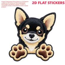 Embroidered Chihuahua Dog Heat Transfer Sticker, Black-Brown With Brown Paw Print. This Washable Sticker Is Suitable For T-Shirts, Hoodies, Jeans, Backpacks, And Throw Pillows. - 4in/10.16cm - View 12