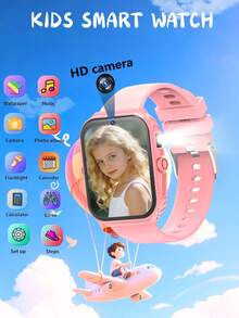 最佳儿童礼物，300mAh，2025新款儿童智能手表，儿童游戏手表，18款趣味游戏，1.83英寸触摸屏，超低功耗芯片，计步器，摄像头，手电筒，闹钟，相册，日历，计时器，计算器，秒表，照明 - 查看 13