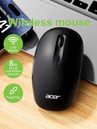 Acer 宏碁官方正品 OMR281 无线静音鼠标，2.4G 连接，办公商务便携鼠标，轻巧符合人体工学设计，电池续航时间长，高 DPI，迷你可爱尺寸