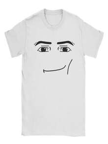 Anime Robot Robloxs Face Fashion T-Shirts Women Fun Tees Crew Neck Short Sleeve T Shirts Women Clothing Harajuku T Shirts - 白色 - 查看 1
