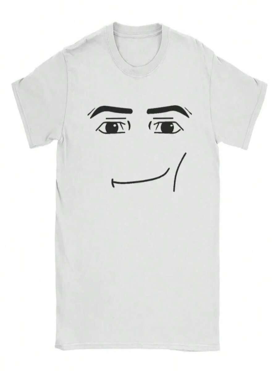 Anime Robot Robloxs Face Fashion T-Shirts Women Fun Tees Crew Neck Short Sleeve T Shirts Women Clothing Harajuku T Shirts - 白色 - 查看 1