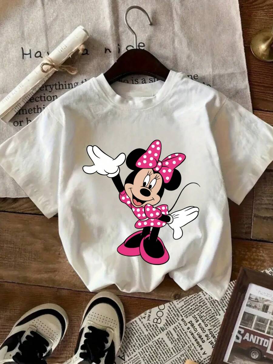 Disney Women'S Fashion, Casual, Cartoon, Letter, Pattern, Directional Printed Sweatshirt, Spring And Autumn Round Neck Sweatshirt, Women'S Stylish T-Shirt - trắng - Xem 1