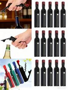 1/10 piezas Abridor de botellas de vino de acero inoxidable, portátil y multifuncional con diseño de espiral de giro fácil y almacenamiento conveniente - Multicolor - Ver 1