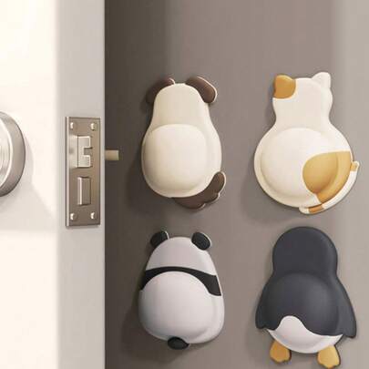 1 pieza/4 piezas Protector de goma suave con diseño de dibujos animados para evitar golpes en manijas de puertas, amortiguador de golpes para puertas de gabinetes, tope de puerta de refrigerador