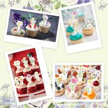 D48 Pcs Wildflower Party Cupcake Toppers Decorations Flower Baby In Bloom Cupcake Toppers Wildflower Baby Shower Decorations For Women Girls Birthday Party Wedding Party Decor - như hình - Xem 7
