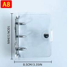 1个极简透明A5/A6计划本封面，6孔可替换内芯活页夹，PVC材质活页笔记本外壳，带按扣，适用于学校、会议、旅行和办公，情人节礼物，返校季礼物 - 彩色 - 查看 8