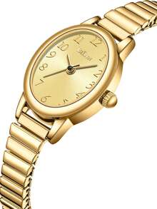 BIDEN 1pc Petite Gold-Tone Women's Quartz Watch, Easy-To-Read Dial, Stainless Steel Adjustable Band, Water Resistant - Mouldless - View 10
