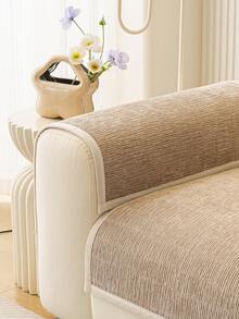 1件装柔软雪尼尔沙发垫套，四季通用沙发座垫保护套，现代简约防滑沙发垫，防尘可水洗沙发套，卡其色清新柔软，宠物友好，适用于L型沙发和1/2/3/4人沙发 - 卡其色 - 查看 9