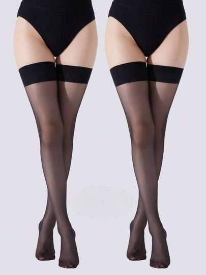 1 para seksownych skarpetek za kolano, szerokie, długie skarpetki za kolano, czarne pończochy do ud, wygodne, oddychające, o wysokiej elastyczności