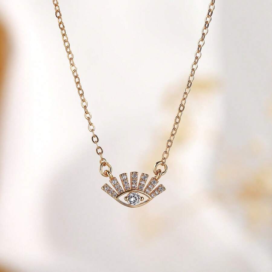 Fashionable Multi-Element Copper Alloy With Zirconium Stones Pendant For High-End Collar Chain, Suitable For Daily Wear And As A Gift For Festivals - Eye-shaped Pendant - View 1