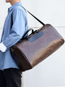 1 pieza Bolsa de viaje de fin de semana para hombres, bolso de mensajero de gran capacidad con diseño de estampado de tiburón, bolso de mano, bolso deportivo casual de moda, bolso de hombro para viajes, de piel de PU resistente a los arañazos, bolsa de equipaje para deportes, camping y viajes, bolsa de senderismo - Multicolor - Ver 4