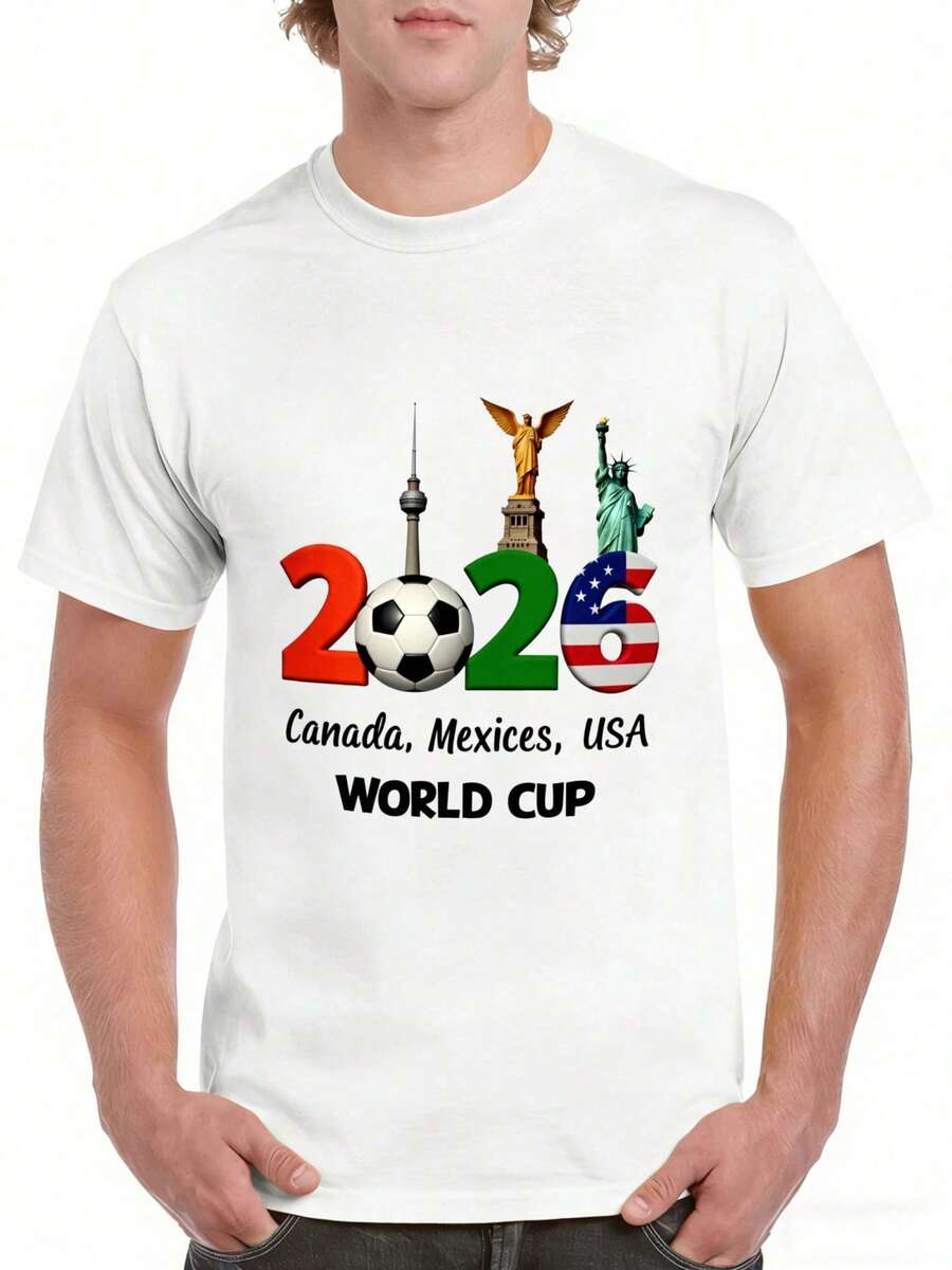 United World Cup Football T-Shirt White World Cup Trophy And Stars Graphic Print For Sports Fans And Events - Trắng 11 - Xem 1