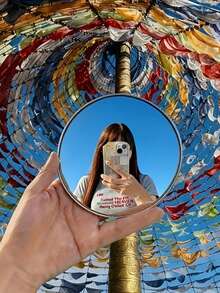 1pc Travel Photography Tool - Compact Round Mirror For Photo Taking And Self-Inspection; Available In Multiple Sizes; Convex Lens For Wide Angle Shooting; An Essential Gift For Friends On The Go; Selfie Accessory; Portable Design; High-Quality Reflection; Suitable For Content Creators - Multicolor - View 5