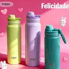TYESO Children's Thermal Bottle, 600-1200ml, Made Of  And Healthy Stainless Steel, . Portable Thermal Bottle For School, Ideal For Children. Keeps Drinks Hot For 12–24 Hours And Cold For Up To 24 Hours. Can Be Used As A Thermal Container For Drinks, Snacks, Sweets, And Hot Soups. Essential For Back To School, Suitable For School, Sports, Travel, And Everyday Use. Water Bottle For School. Party Favors For Women, Personalized Party Favor, Yellow. - 黃色的 - 查看 2