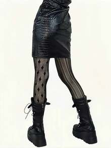 1 đôi tất lưới in họa tiết Gothic bất đối xứng dành cho nữ, kiểu dáng Gothic, giúp thon gọn, thoải mái, thời trang, gợi cảm và độc đáo, hoàn hảo cho mặc hàng ngày, đi làm và đi chơi. - Nhiều màu - Xem 13