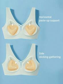 2 Packs Of Women's Triangle Double-Sided Self-Adhesive Breast Pads, Invisible Lifting Bra Pads, Reusable, Suitable For Sportswear, Swimwear, Etc. - Multicolor - View 7