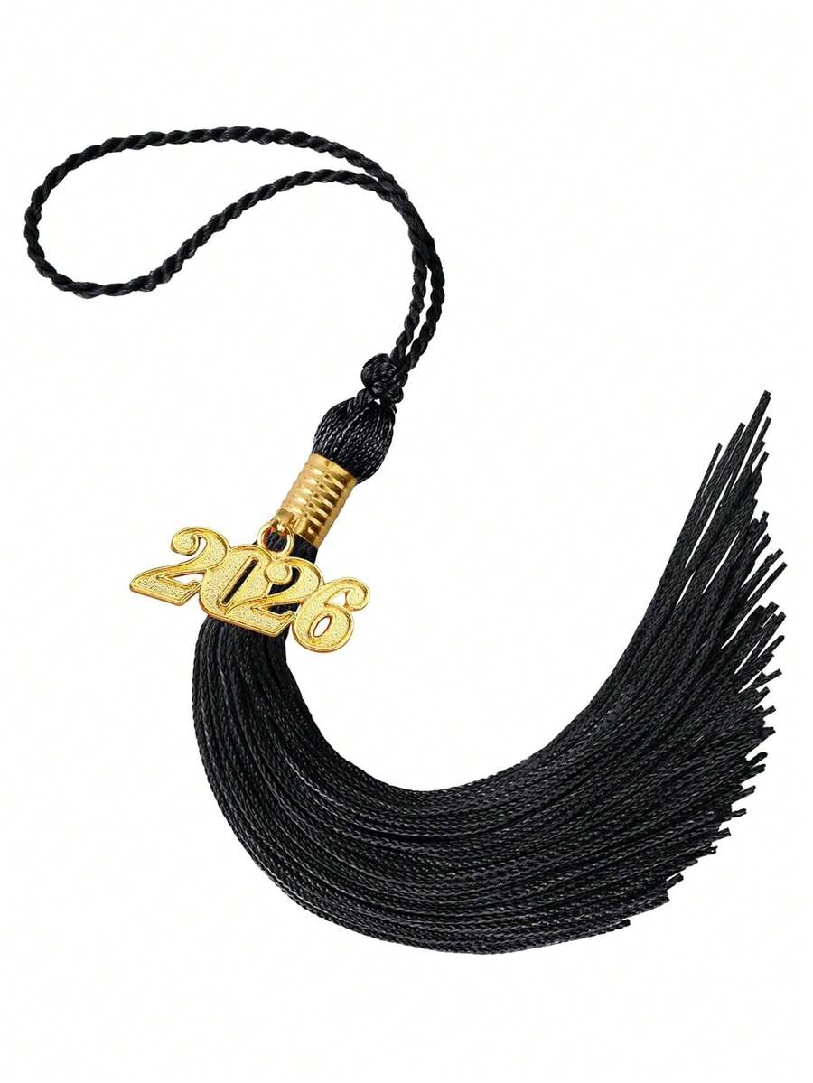 1/5 borlas "Clase de 2026" - Borla de poliéster negro duradero adecuada para celebraciones de graduación, títulos de doctorado y decoraciones navideñas | Accesorio de birrete de graduación con detalles exquisitos, regalo perfecto para graduados y decoración de fiesta de graduación - negro - Ver 1