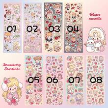 1pc Fashionable Delicate Strawberry Fairy & Winter Camellia Girl Sticker, Cute Sticker For Planner, Scrapbooking, High-Quality Doodle Sticker - Rectangle - View 2