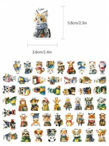 50pcs Fantasy Animal Cartoon Collage Stickers Aesthetic Vibes For Journal, Phone Case, Tablet, Water Bottle, Desk, Helmet, Bike, Luggage, Waterproof Decals - Multicolor - View 2