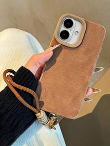 Ốp lưng điện thoại giả da mờ phong cách retro, tương thích với iPhone 17 Pro Max 16 15 14 13 12 Pro Max 14 15 16 Plus 11. Thiết kế tối giản chất lượng cao, bảo vệ ống kính. - Màu nâu + dây treo - Xem 3