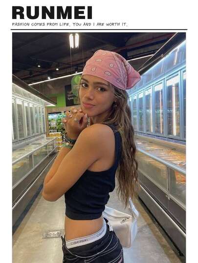 1pc 53cm Classic Retro Street Style Cashew Print Paisley Square Scarf And Bandana For Women, Versatile As Neckerchief, Headband, Wristband, Headscarf, Forehead Band, Pocket Square For Dress, Suitable For All Four Seasons, Perfect For Summer Beach.