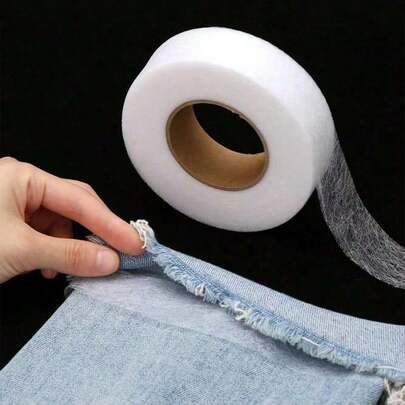 1 pieza Cinta de dobladillo de hierro de doble cara, cinta adhesiva fuerte de unión por calor, web fusible de hierro para alteraciones de ropa, pantalones, jeans, faldas