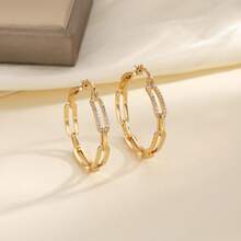 Fashionable Multi-Element Copper Alloy Earrings Set With Zirconia Stones, High-End Earrings Suitable For Daily Wear And As Gifts For Festivals - Hollow Out Earrings - View 6