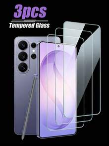 3pcs [Hydrophobic And Oleophobic Dual-Effect Screen Protector] Made Of High-Hardness Tempered Glass, Designed To Be Shatter-Resistant And Lightweight With A Smooth Surface, This Screen Protector Offers A Gentle And Soft Touch Experience, Effectively Preventing Scratches And Fingerprint Stains, And Has Basic Water-Repellent Function. The Perforated Design Makes It Easy To Install Without Curling Or Bulging. Suitable For Office, Travel, And Other Scenarios, Compatible With S24FE/S23FE/S21FE/S20FE/S26 Ultra/S26 Plus/S26/S25 Edge - Clear - View 34