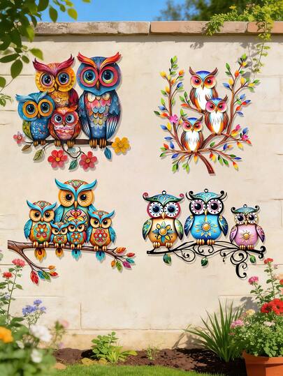 1 pieza Decoración de pared de búho de metal estilo bohemio - Adecuado para colgar en interiores y exteriores, perfecto para patios, jardines, salas de estar, dormitorios y decoraciones de vallas exteriores - Un regalo ideal para fiestas y un regalo perfecto para amigos y familiares, diseño plano 2D