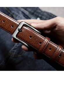 父亲节礼物 男士真皮搭扣休闲复古腰带，适合搭配牛仔裤，父亲节和情人节礼物 - 彩色 - 查看 4