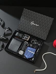 8pcs Men's Watch Gift Set, Suitable For Boyfriend, Father's Day, Birthday, Wedding Anniversary, Valentine's Day, Teacher's Day, Graduation Gift - Black - View 3