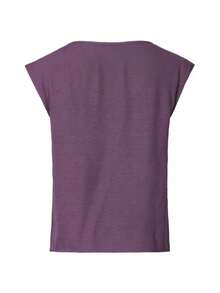 女士休闲短袖T恤，宽松圆领上衣 - 紫色 - 查看 2