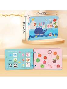 1 Pc Montessori Silent Book, Suitable For Children - Preschool Learning Activity Book - Sensory Toys - Kindergarten Educational Toys, Suitable For Children, Schools, Students, Stationery, Learning Supplies - Multicolor - View 8