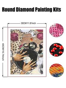 成人入门级钻石画套装，豹纹DIY现代钻石画套装，5D钻石点宝石艺术工艺品，含工具，圆形全钻工艺品，家居墙面装饰及礼品 - 圓鑽 - 查看 9