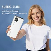 22.5W Fast Charging Portable Power Bank With Real-Time Battery Level Display, DP 20W Fast Charging, Ultra-Slim Design, Supports Type-C Bidirectional Charging, Portable External Battery Pack Compatible With IPhone 16/15/14/13/12/11 And Android Series. - trắng - Xem 8