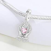 CYMYSS 1件优雅浪漫925镀银镶嵌立方氧化锆双心吊坠，情侣珠宝礼物，适合情人节/周年纪念日/生日 - 彩色 - 查看 3