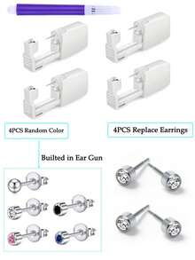 5PCS-17PCS Ear Piercing Kit Disposable Self Piercing Gun With 3mm Silver Earring Studs Home Use Ear Piercing Tool - Multicolor - View 10