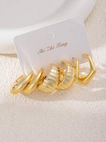 4/6件套夸张永生花耳环套装，大号C形五瓣花，蝴蝶系列，适合日常及节日佩戴，ABS树脂材质 - 彩色 - 查看 6