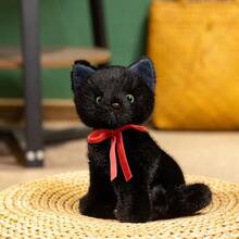 可爱逼真蹲姿猫咪毛绒玩偶，柔软可爱小猫玩偶，办公桌、书桌摆件，儿童生日礼物，女孩礼物 - 18厘米,0.07公斤 - 查看 15