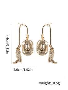 一套复古西部牛仔帽、靴子、耳环饰品套装，简约西部牛仔女牛仔耳钉，个性化耳环，个性饰品，女士节日派对返校礼物 - 彩色 - 查看 6