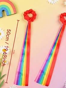 6pcs Rainbow Flowing Ribbon, Elastic Dance Wands For Music Class, Christmas & Valentine's Day Handheld Rhythm Tassel Dance Props Gift, Multicolor Handheld Dancing Bracelets, Gymnastics & Dance Ribbons - Multicolor - View 2
