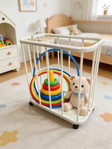 4-Wheel Baby Room Rolling Storage Cart - Durable Plastic Mobile Organizer Rack With Sliding Shelves, Easy To Clean Storage For Children's Sports Gear And Toys - Multicolor - View 7