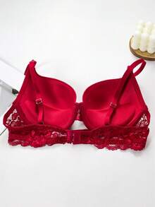 Women's Lace Padded Push Up Bra - Red - View 11