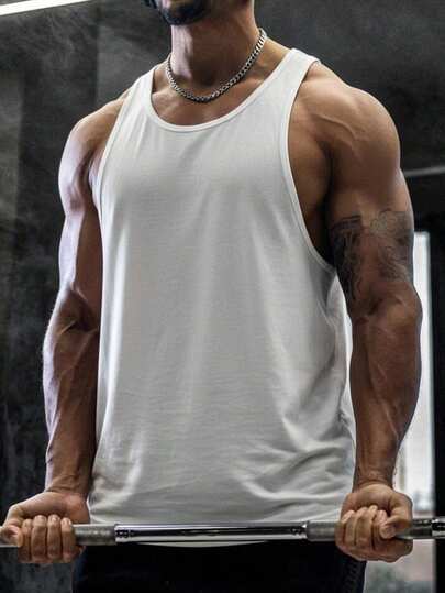 Men's Summer Sports Fitness Sleeveless Vest, Basketball Running Casual Sportswear Muscle Tank Top