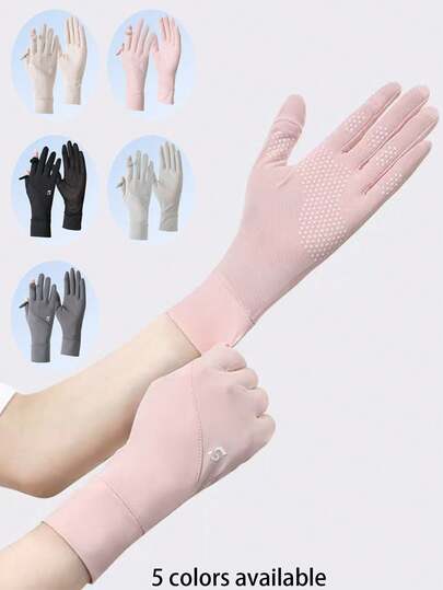 1 Pair Women's Elegant Sheer Mesh Breathable UV Protection Long Fingerless Gloves, Lightweight Quick-Dry Lycra Fabric, Suitable For Spring/Summer Outdoor Activities, Driving, Cycling