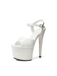 MISSHEELS Women's 7 Inch Platform Stiletto Heels - Pole Dance Shoes With Ankle Strap, Sexy High Heels For Dance Performance - White - View 13